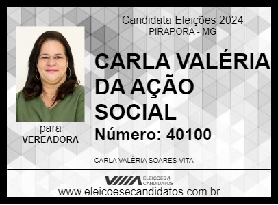 Candidato CARLA VALÉRIA DA AÇÃO SOCIAL 2024 - PIRAPORA - Eleições