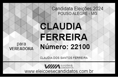 Candidato CLAUDIA FERREIRA 2024 - POUSO ALEGRE - Eleições