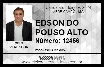 Candidato EDSON DO POUSO ALTO 2024 - ABRE CAMPO - Eleições