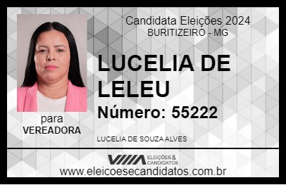 Candidato LUCELIA DE LELEU 2024 - BURITIZEIRO - Eleições