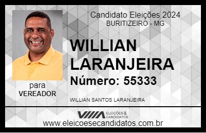 Candidato WILLIAN LARANJEIRA 2024 - BURITIZEIRO - Eleições