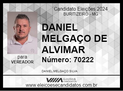 Candidato DANIEL MELGAÇO DE ALVIMAR  2024 - BURITIZEIRO - Eleições