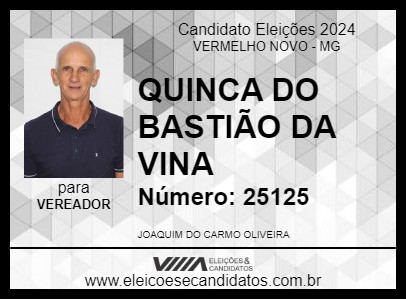 Candidato QUINCA DO BASTIÃO DA VINA 2024 - VERMELHO NOVO - Eleições