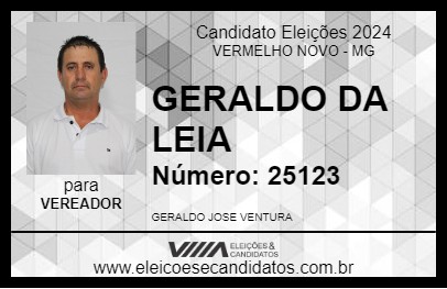 Candidato GERALDO DA LEIA 2024 - VERMELHO NOVO - Eleições