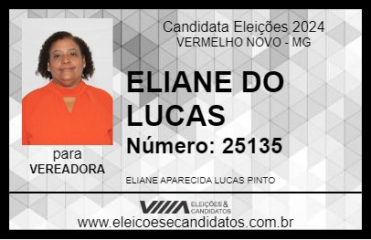 Candidato ELIANE DO LUCAS 2024 - VERMELHO NOVO - Eleições