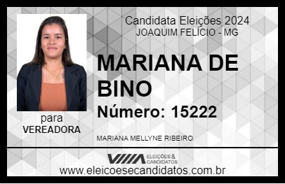 Candidato MARIANA DE BINO 2024 - JOAQUIM FELÍCIO - Eleições