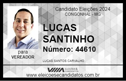 Candidato LUCAS SANTINHO 2024 - CONGONHAL - Eleições