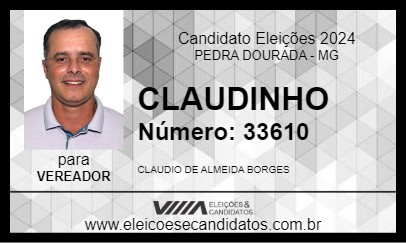 Candidato CLAUDINHO 2024 - PEDRA DOURADA - Eleições