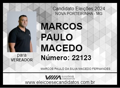 Candidato MARCOS PAULO MACEDO 2024 - NOVA PORTEIRINHA - Eleições