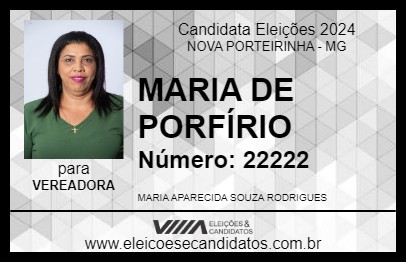 Candidato MARIA DE PORFÍRIO 2024 - NOVA PORTEIRINHA - Eleições