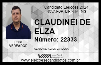 Candidato CLAUDINEI DE ELZA 2024 - NOVA PORTEIRINHA - Eleições