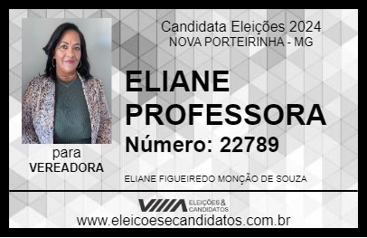 Candidato ELIANE PROFESSORA 2024 - NOVA PORTEIRINHA - Eleições