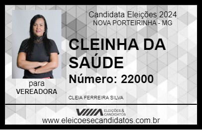 Candidato CLEINHA DA SAÚDE 2024 - NOVA PORTEIRINHA - Eleições