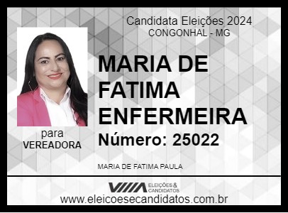 Candidato MARIA DE FATIMA ENFERMEIRA 2024 - CONGONHAL - Eleições