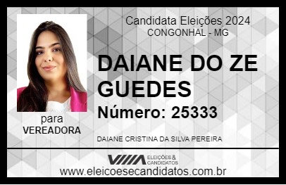 Candidato DAIANE DO ZE GUEDES 2024 - CONGONHAL - Eleições