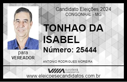 Candidato TONHAO DA ISABEL 2024 - CONGONHAL - Eleições