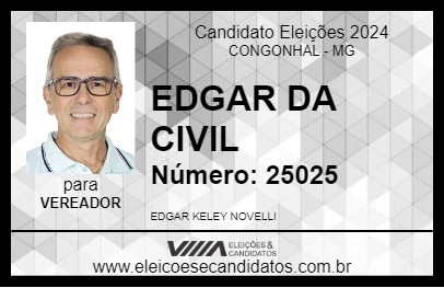 Candidato EDGAR DA CIVIL 2024 - CONGONHAL - Eleições