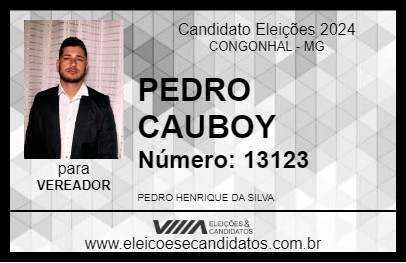 Candidato PEDRO CAUBOY 2024 - CONGONHAL - Eleições