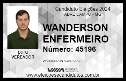 Candidato WANDERSON ENFERMEIRO 2024 - ABRE CAMPO - Eleições