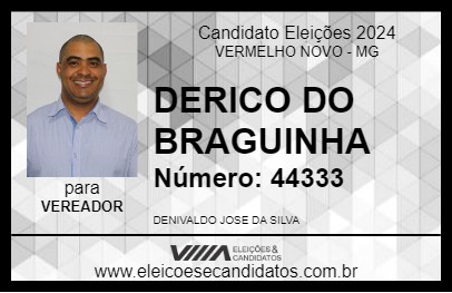 Candidato DERICO DO BRAGUINHA 2024 - VERMELHO NOVO - Eleições