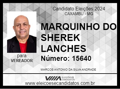 Candidato MARQUINHO DO SHREK LANCHES 2024 - CAXAMBU - Eleições