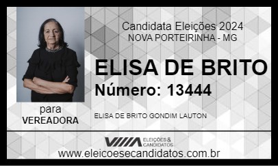 Candidato ELISA DE BRITO 2024 - NOVA PORTEIRINHA - Eleições