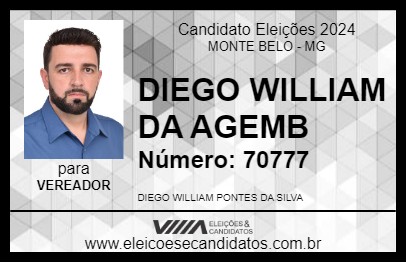 Candidato DIEGO WILLIAM DA AGEMB 2024 - MONTE BELO - Eleições