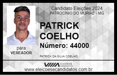 Candidato PATRICK COELHO 2024 - PATROCÍNIO DO MURIAÉ - Eleições