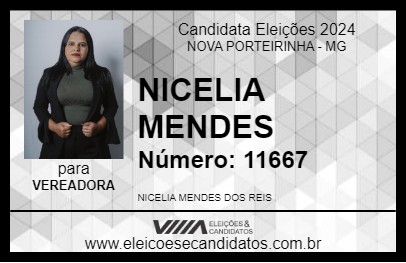 Candidato NICELIA MENDES 2024 - NOVA PORTEIRINHA - Eleições