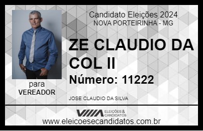 Candidato ZE CLAUDIO DA COL II 2024 - NOVA PORTEIRINHA - Eleições