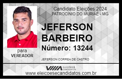 Candidato JEFINHO BARBEIRO 2024 - PATROCÍNIO DO MURIAÉ - Eleições