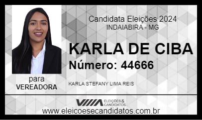 Candidato KARLA DE CIBA 2024 - INDAIABIRA - Eleições