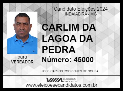 Candidato CARLIM DA LAGOA DA PEDRA 2024 - INDAIABIRA - Eleições