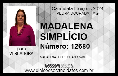 Candidato MADALENA SIMPLÍCIO 2024 - PEDRA DOURADA - Eleições