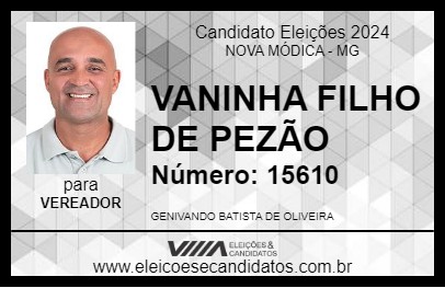 Candidato VANINHA FILHO DE PEZÃO 2024 - NOVA MÓDICA - Eleições