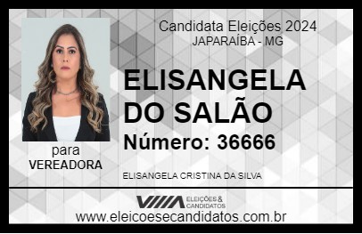 Candidato ELISANGELA DO SALÃO 2024 - JAPARAÍBA - Eleições