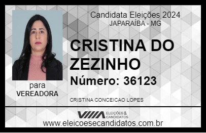 Candidato CRISTINA DO ZEZINHO 2024 - JAPARAÍBA - Eleições