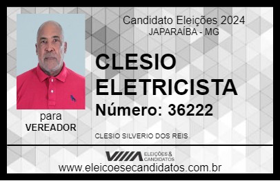 Candidato CLESIO ELETRICISTA 2024 - JAPARAÍBA - Eleições