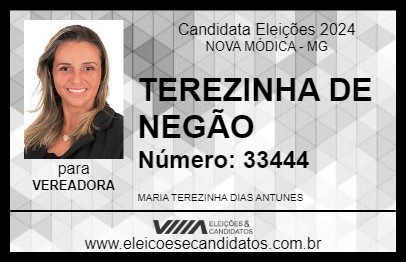 Candidato TEREZINHA DE NEGÃO 2024 - NOVA MÓDICA - Eleições