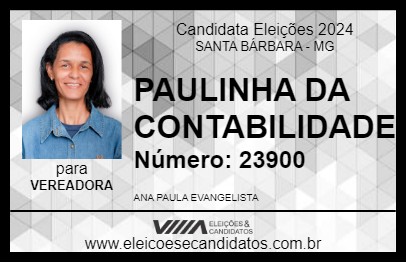 Candidato PAULINHA DA CONTABILIDADE 2024 - SANTA BÁRBARA - Eleições