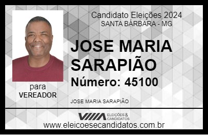 Candidato JOSE MARIA SARAPIÃO 2024 - SANTA BÁRBARA - Eleições