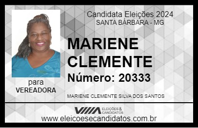 Candidato MARIENE CLEMENTE 2024 - SANTA BÁRBARA - Eleições