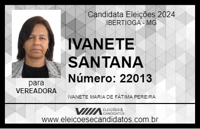 Candidato IVANETE SANTANA  2024 - IBERTIOGA - Eleições