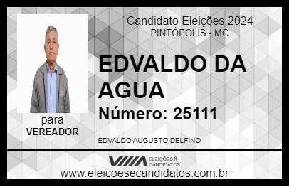 Candidato EDVALDO DA AGUA 2024 - PINTÓPOLIS - Eleições