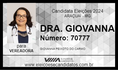 Candidato DRA. GIOVANNA 2024 - ARAÇUAÍ - Eleições