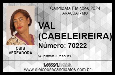 Candidato VAL (CABELEIREIRA) 2024 - ARAÇUAÍ - Eleições