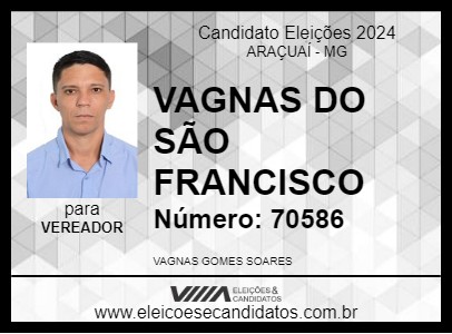 Candidato VAGNAS DO SÃO FRANCISCO 2024 - ARAÇUAÍ - Eleições