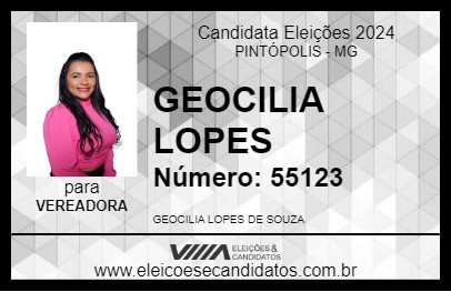 Candidato GEOCILIA LOPES 2024 - PINTÓPOLIS - Eleições