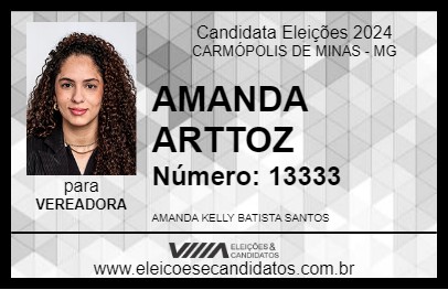 Candidato AMANDA ARTTOZ 2024 - CARMÓPOLIS DE MINAS - Eleições