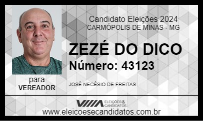 Candidato ZEZÉ DO DICO 2024 - CARMÓPOLIS DE MINAS - Eleições